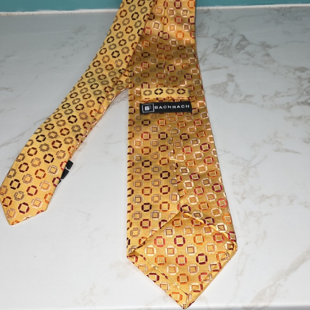 Bachrach Gold and Red Patterned Tie
